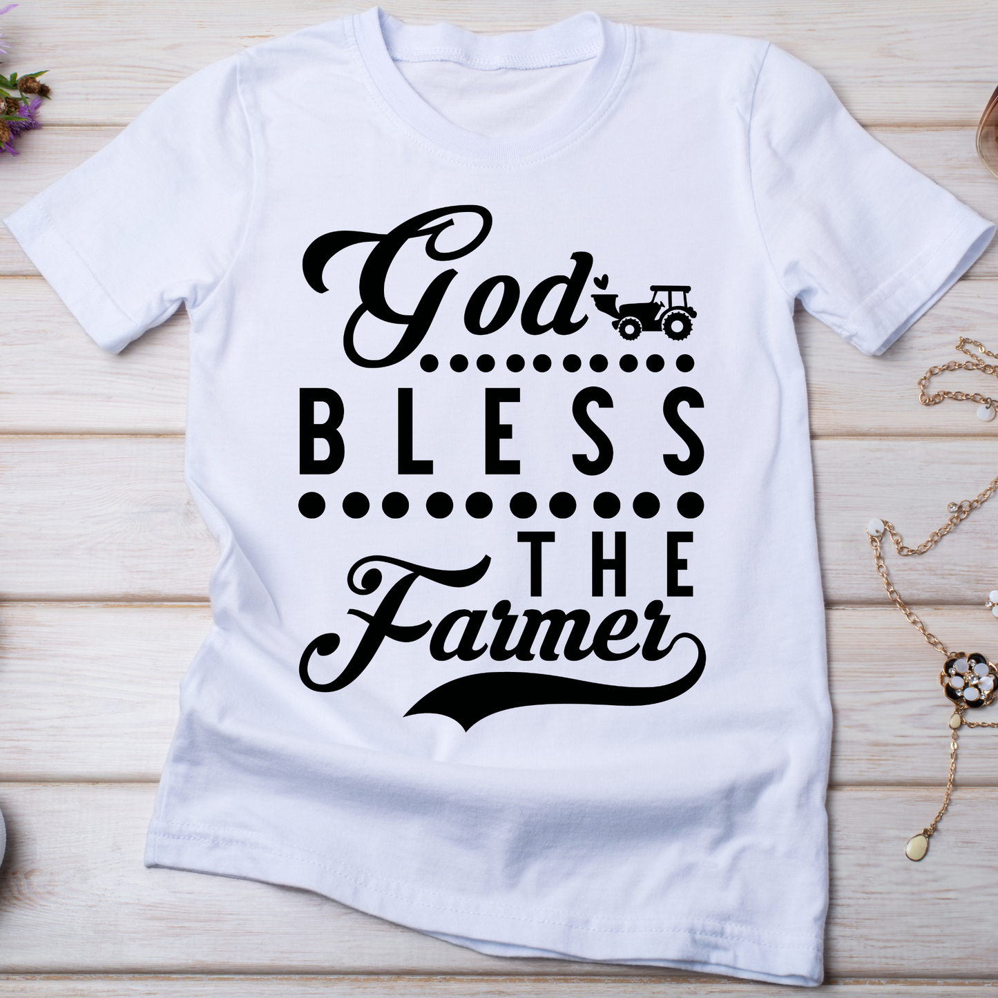 God bless the farmer Women's trendy farming t-shirt - Premium t-shirt from Lees Krazy Teez - Just $21.95! Shop now at Lees Krazy Teez
