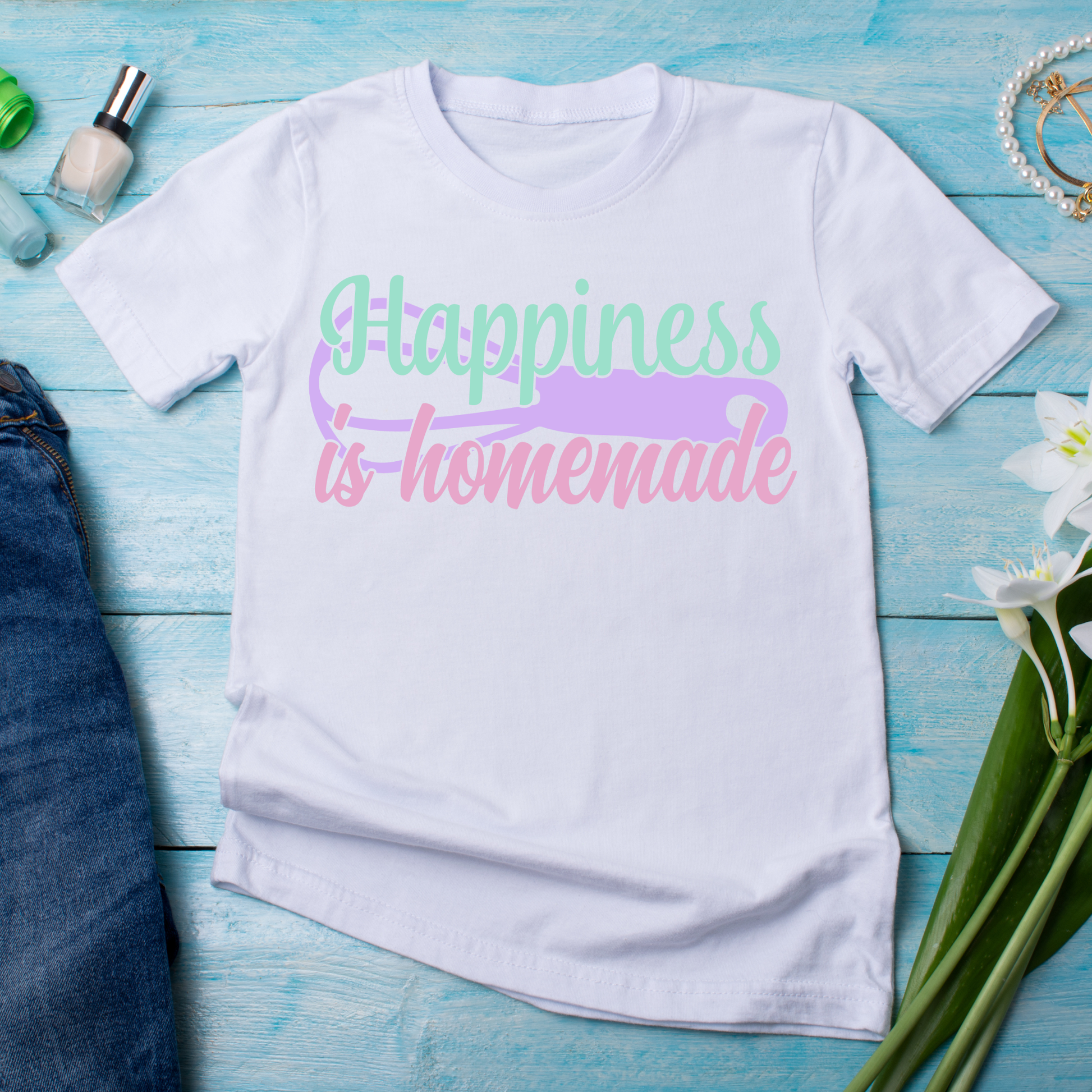 Happiness is homemade - Women's funny cooking t-shirt - Premium t-shirt from Lees Krazy Teez - Just $19.95! Shop now at Lees Krazy Teez