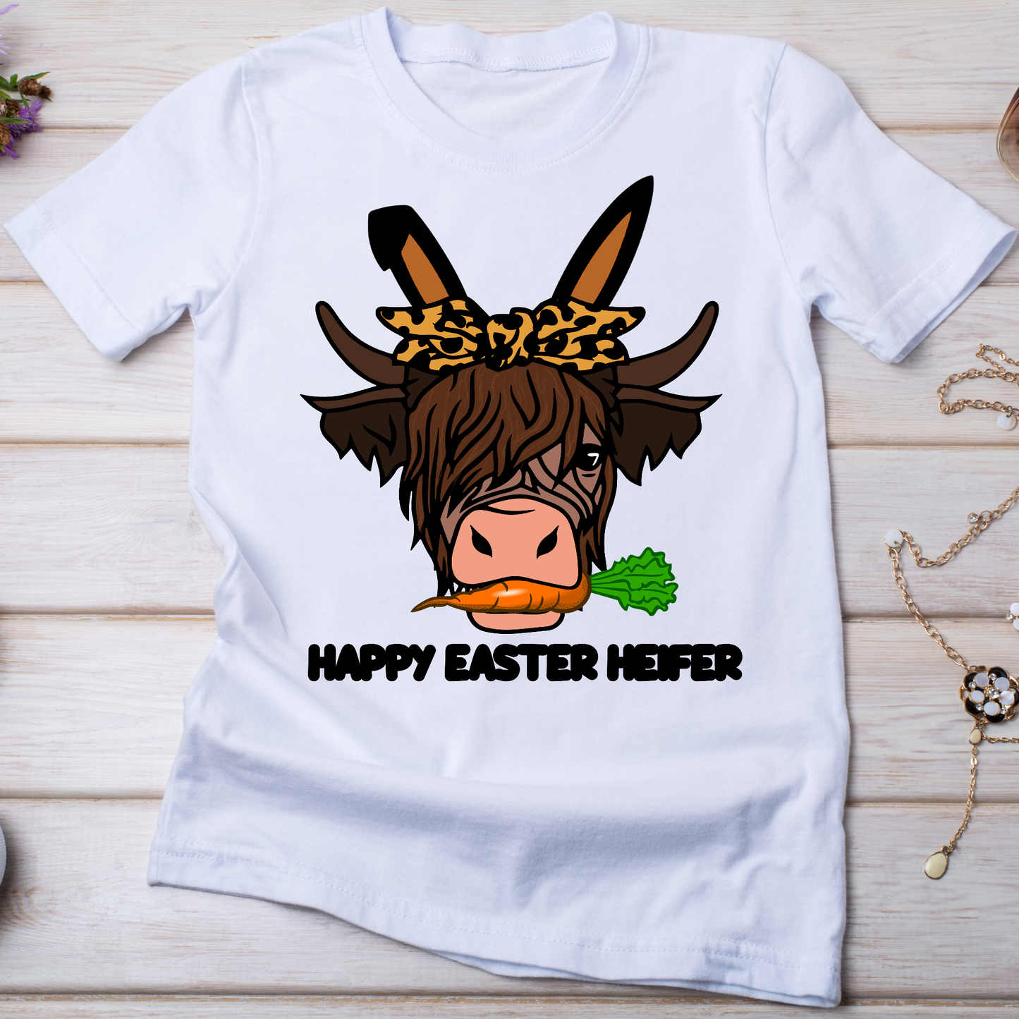 Happy easter heifer highland cow offensive funny Women's t-shirt - Premium t-shirt from Lees Krazy Teez - Just $19.95! Shop now at Lees Krazy Teez