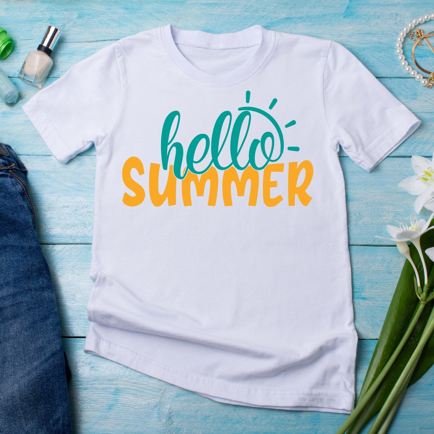 Hello summer seasonal ladies tee - Women's t-shirt - Premium t-shirt from Lees Krazy Teez - Just $19.95! Shop now at Lees Krazy Teez