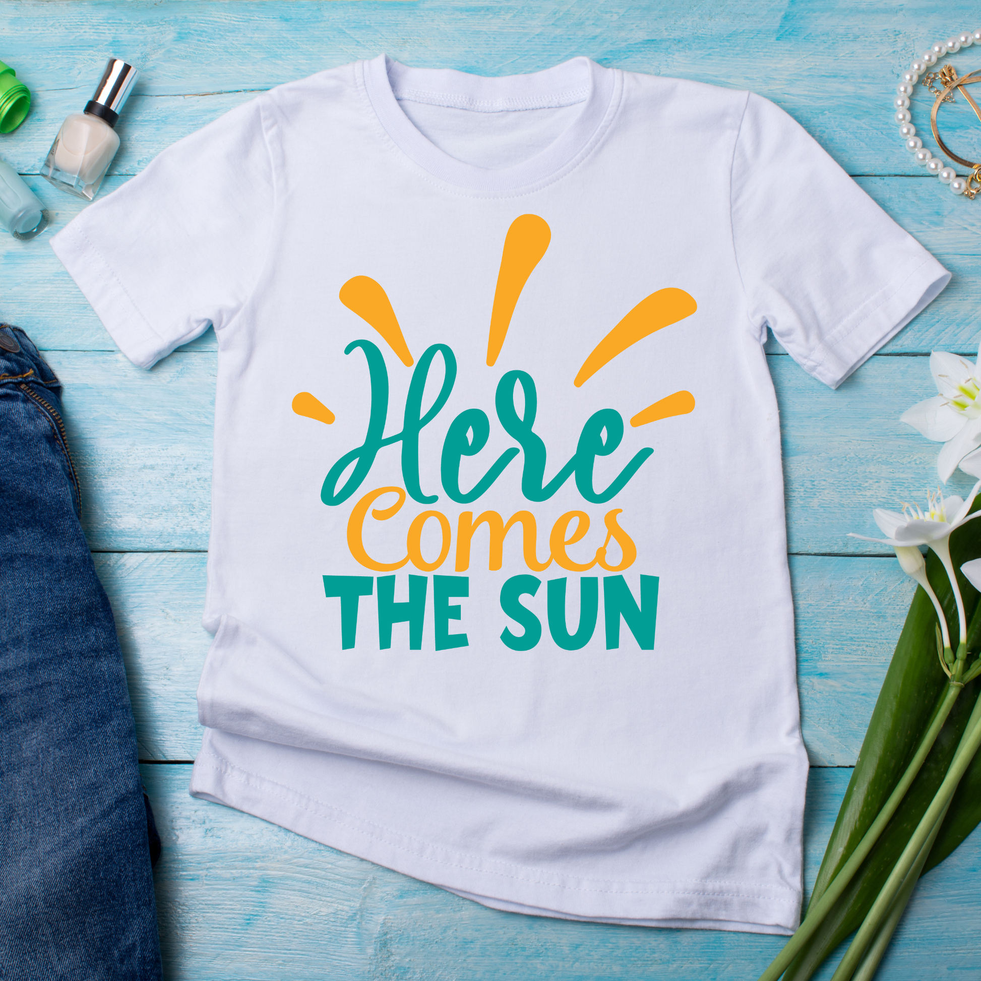 Here comes the sun seasonal ladies tee - Women's t-shirt - Premium t-shirt from Lees Krazy Teez - Just $19.95! Shop now at Lees Krazy Teez