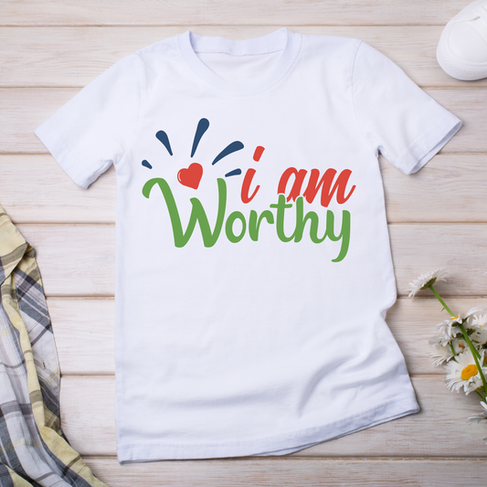 I am worthy quotes typography and sayings - Women's t-shirt - Premium t-shirt from Lees Krazy Teez - Just $19.95! Shop now at Lees Krazy Teez