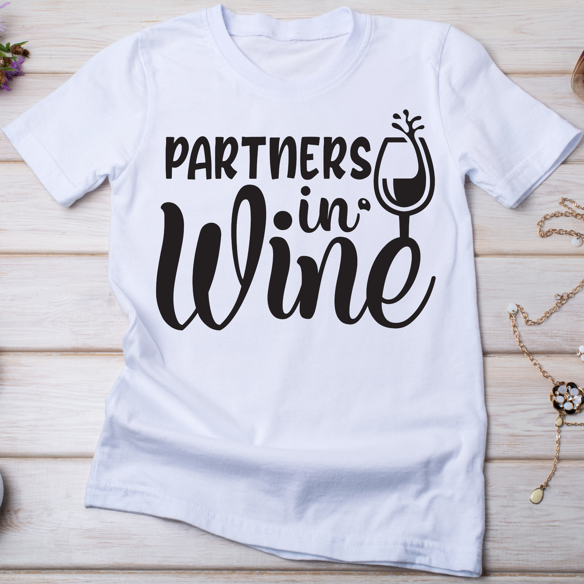 Partners in wine drinking tee - trendy Women's t shirt - Premium t-shirt from Lees Krazy Teez - Just $19.95! Shop now at Lees Krazy Teez
