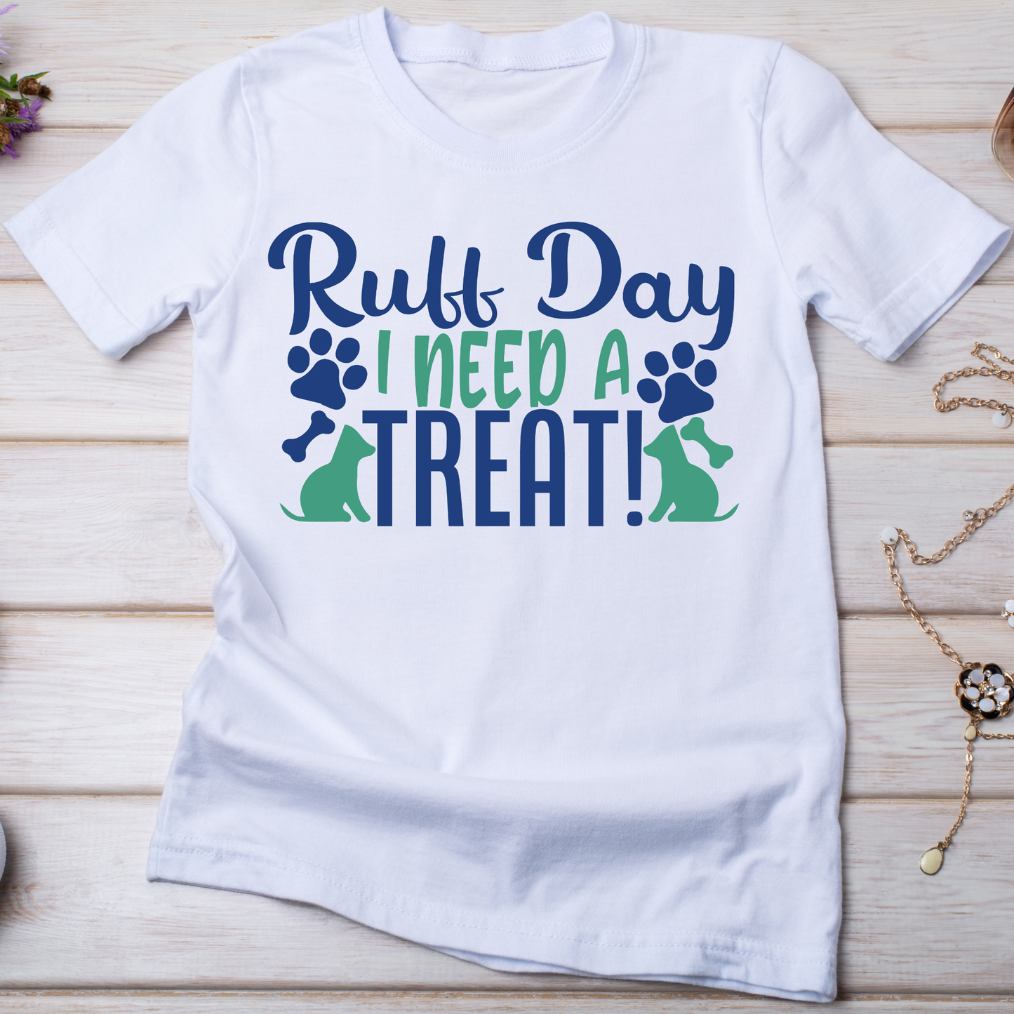 Ruff day i need a treat - trendy Women's animal t-shirt - Premium t-shirt from Lees Krazy Teez - Just $19.95! Shop now at Lees Krazy Teez